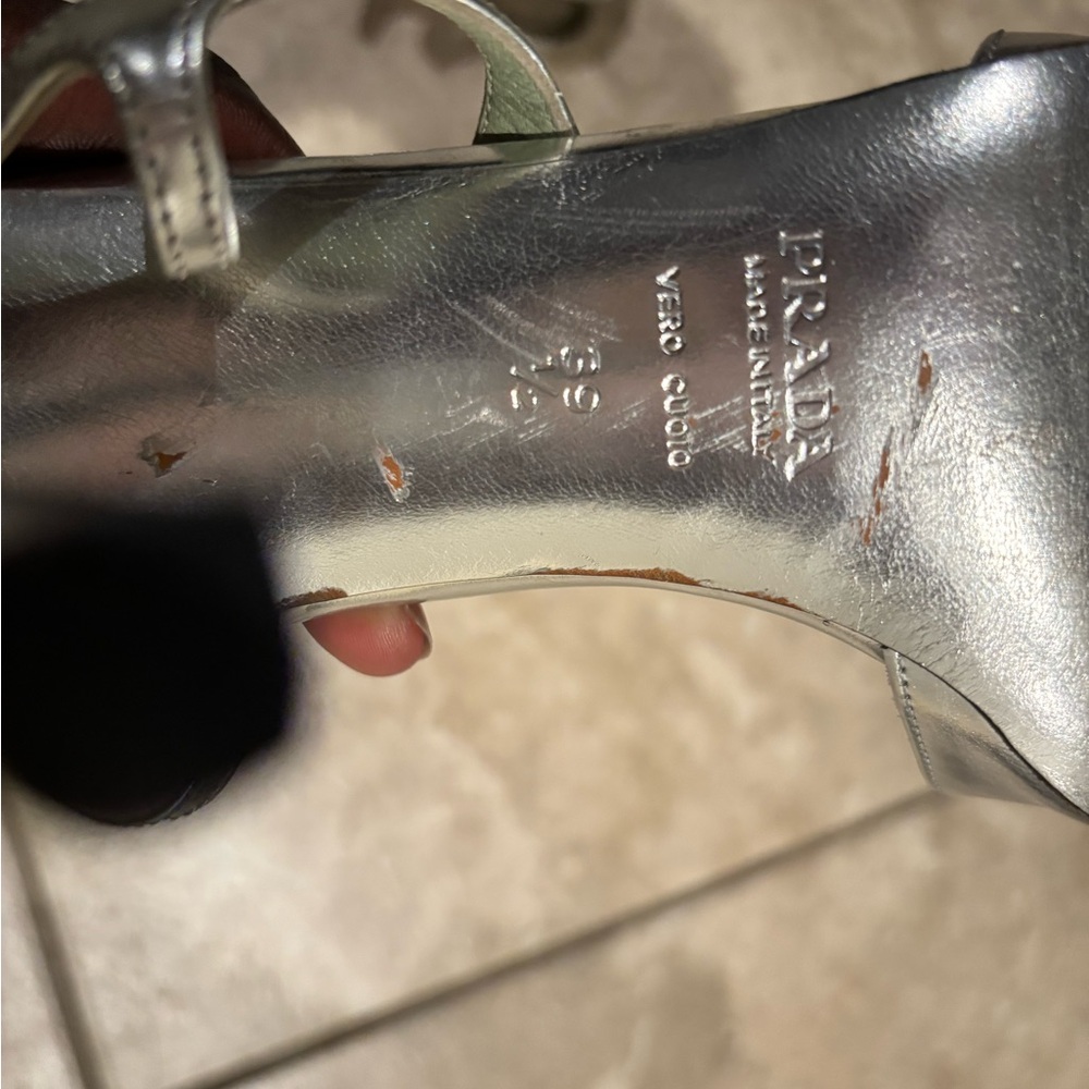 VINTAGE PRADA Silver High Heel Sandals - Picture 6 of 7